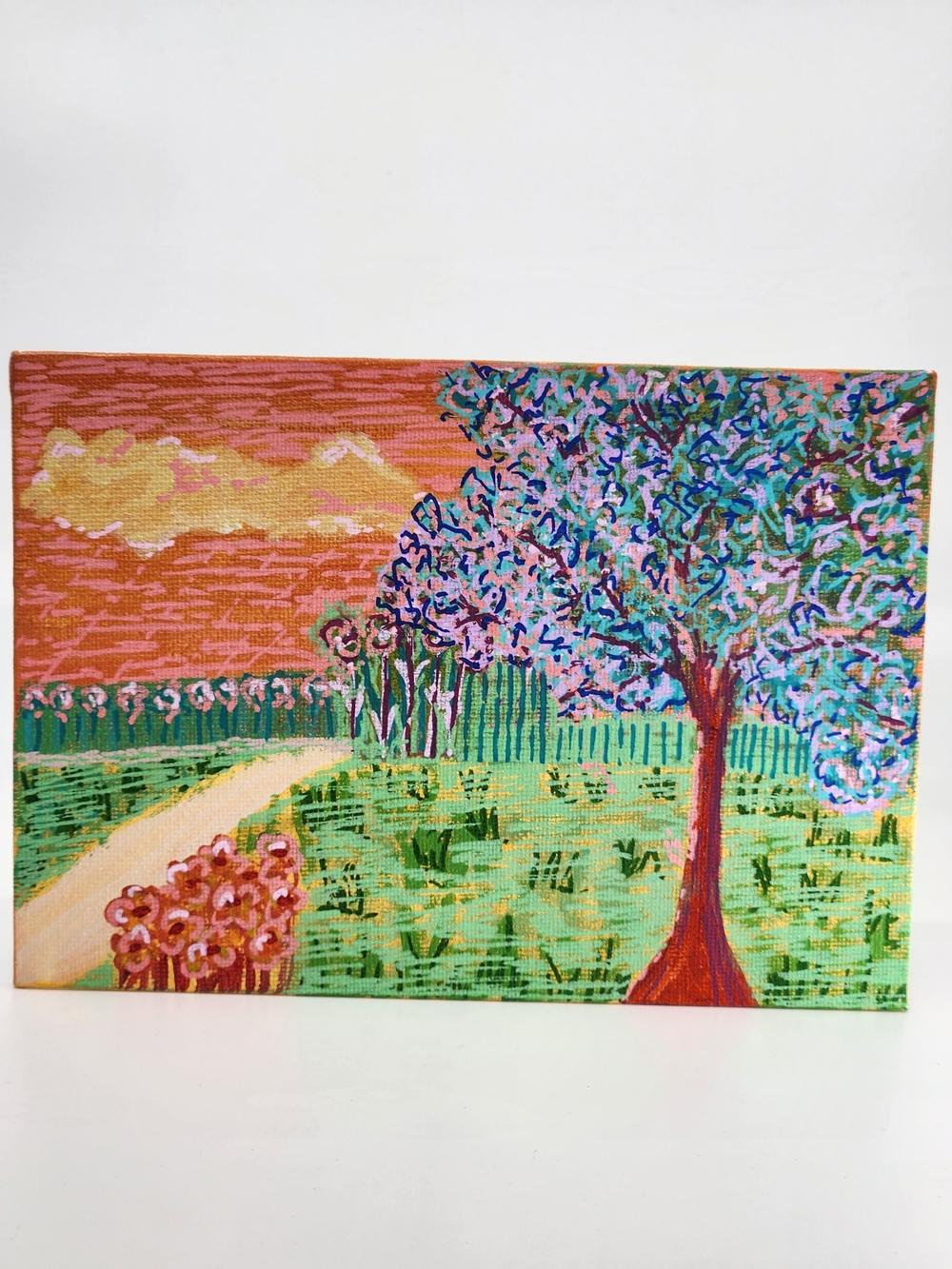 Hand-Painted Acrylic Landscape Canvas Art - Peach Skies - Picture 4 of 5